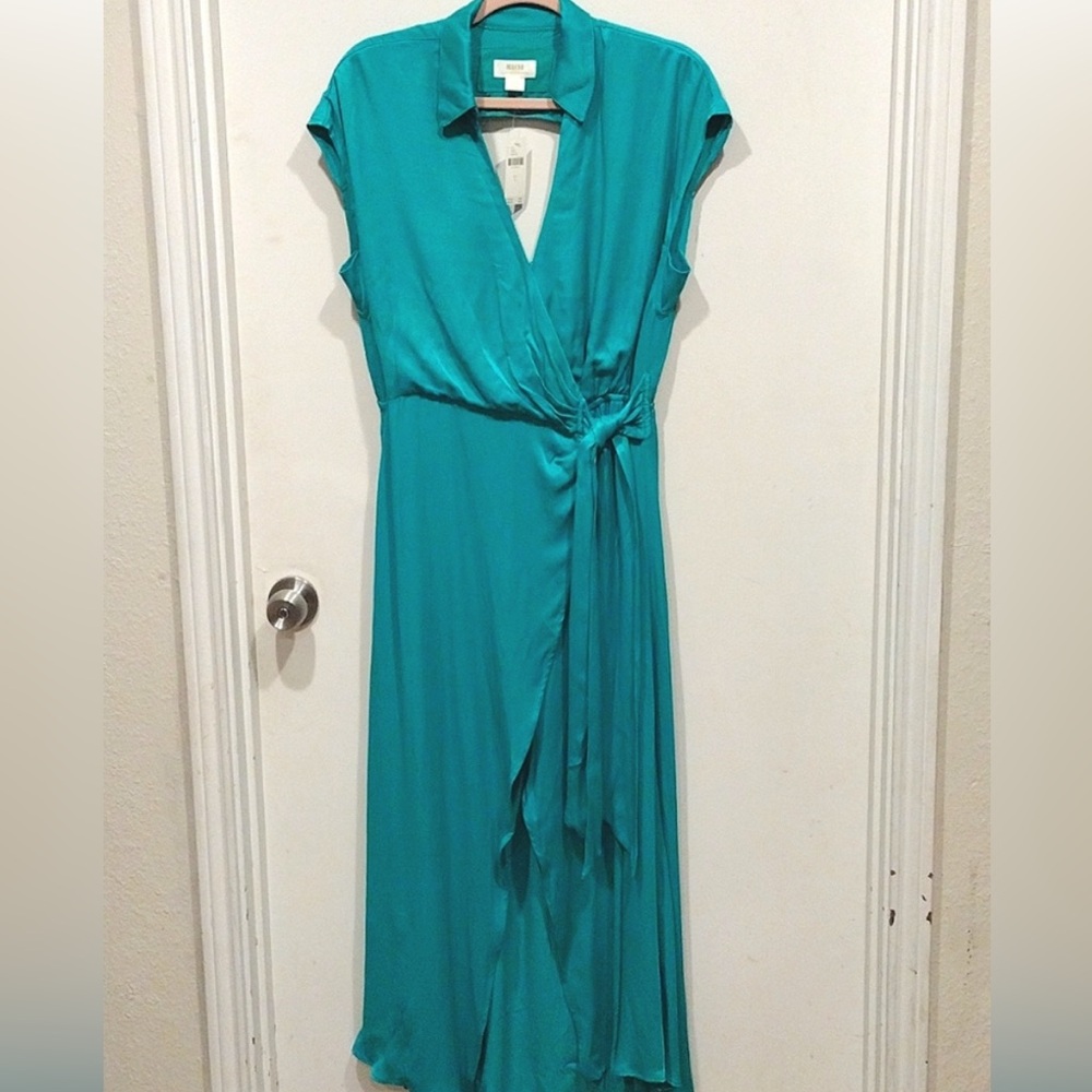 Anthropologie Teal Wrap Maxi Dress 👗